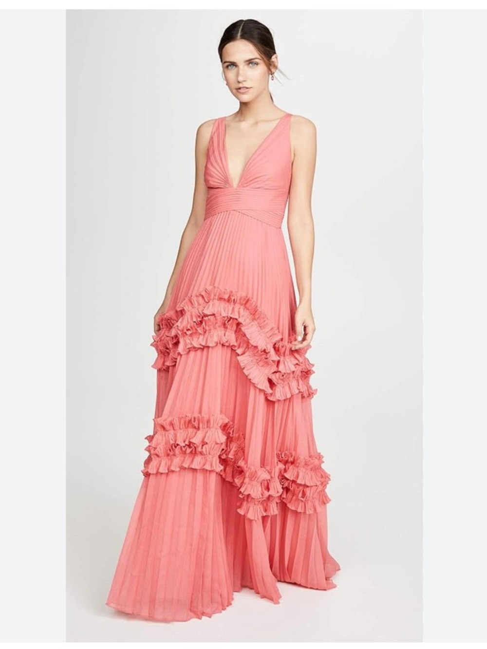 ISO Halston Heritage Coral Pleated Maxi Dress Size 2!!
